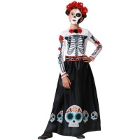 Disfraz de catrina blanco y negro para niña