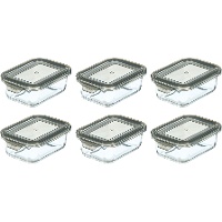 Tupper de 0,37 L de cristal con tapa gris - 6 unidades
