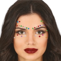 Joyas faciales de estrellitas de colores adhesivas