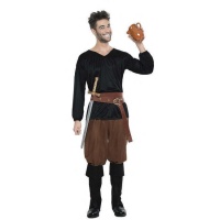 Disfraz de tabernero medieval negro y marrón para hombre