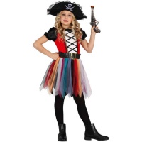 Disfraz de pirata con falda multicolor para niña