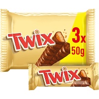 Twix de chocolate con leche y caramelo de 50 gr - 3 unidades