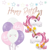 Pack de decoración para fiesta de unicornio - 10 piezas