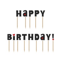 Picks de letras Happy Birthday! - 14 unidades