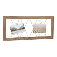 Portafoto de cuerdas con pinzas de madera de 25 x 55 cm - DCasa