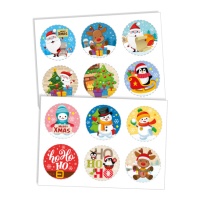 Papel de azúcar en mini discos de Navidad de 5,8 cm - 12 unidades