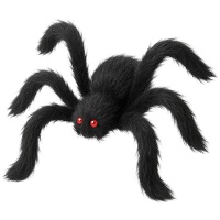 Araña de 1,50 m negra de ojos rojos