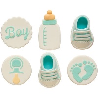 Figuras de azúcar de baby shower niño - Decora - 6 unidades