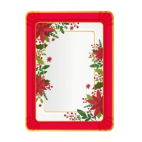 Bandeja rectangular de flor de Navidad de 25 x 34 cm - 1 unidad