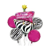 Bouquet de cebra Feliz Cumpleaños - 5 unidades
