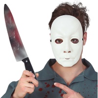 Máscara y cuchillo de asesino de Halloween
