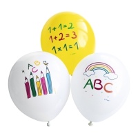 Globos de látex de la vuelta al cole de 27,5 cm - 6 unidades