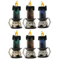 Velas de Halloween con calaveras y luz - 6 unidades