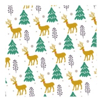 Caja para dulces o cupcakes de renos y árboles de 17,5 x 17,5 x 8,5 cm