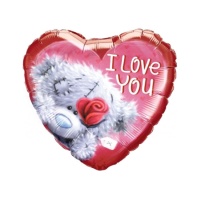 Globo de corazón rojo de I love you con peluche de 46 cm - Qualatex