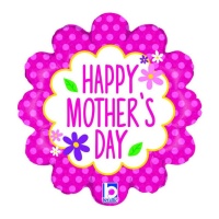 Globo con forma de flor de Feliz día de la madre de 35 x 35 cm - Grabo