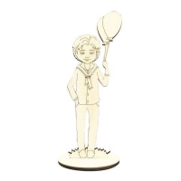 Figura de madera de niño de comunión con globos de 27 x 9,5 cm - Artis decor