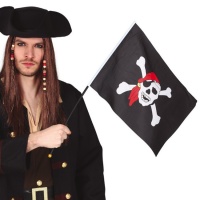 Bandera pirata con mástil de 42 x 30 cm
