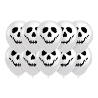 Globos de látex de Halloween de calaveras de 30 cm - Party Love - 10 unidades