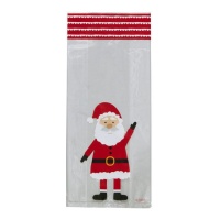 Bolsas para dulces transparentes de Papá Noel de 24 x 10 cm - Wilton - 20 unidades