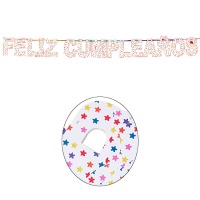 Guirnalda de Feliz Cumpleaños con estrellas de colores