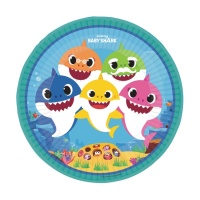 Platos de Baby Shark family de 23 cm - 8 unidades