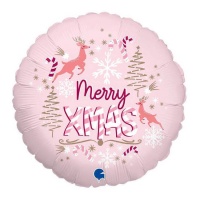 Globo de Merry Xmas rosa de 46 cm - Grabo