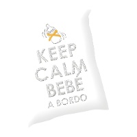 Cojín blanco de BEBÉ A BORDO con lazo naranja