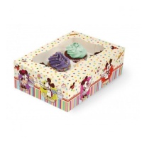 Caja para 6 cupcakes de Mickey y Minnie de 22,5 x 16 x 7,5 cm - Sweetkolor