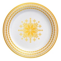 Platos de navidad de bordado dorado de 18 cm - 8 unidades