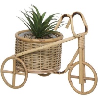 Planta artificial con macetero de bambú en forma de bici de 29 x 16 x 23,8 cm