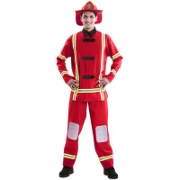 Disfraz de bombero rojo con sombrero para adulto