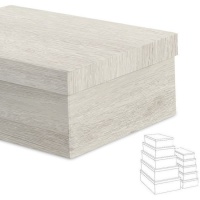 Caja rectangular efecto madera blanca - 15 unidades