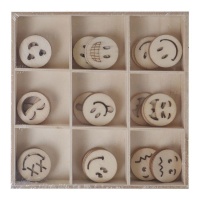 Figuras de madera troquelada de Emoticonos - Artis decor - 45 unidades