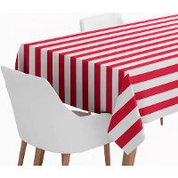 Mantel de papel de 1,80 x 1,20 m a rayas rojas y blancas
