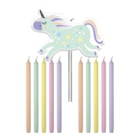 Set de velas de unicornio - 11 unidades
