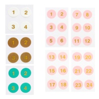 Pegatinas de círculo con números - 4 hojas