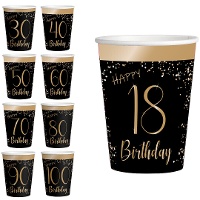 Vasos de Elegant Gold de números de 250 ml - 8 unidades