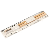 Set de escritura con regla y borrador
