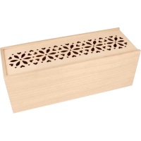 Caja de madera rectangular flores de 33 x 12 x 12 cm