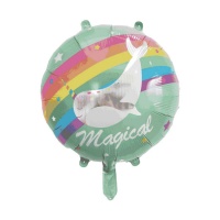 Globo ballena unicornio arcoiris de 55 cm