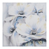 Lienzo flores cálidas pintado a mano de 80 x 80 cm - DCasa