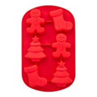 Molde de figuras navideñas de silicona de 17 x 26 cm - Wilton - 6 cavidades