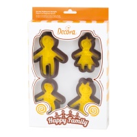 Kit para galletas de 4 cortadores y 4 marcadores de Happy Family - 8 unidades