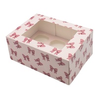 Caja para 6 cupcakes de Lazos Rosas - 2 unidades