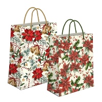 Bolsa regalo de 45 x 33 x 10 cm de flor de Navidad - 1 unidad