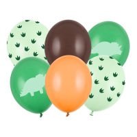 Globos de Dinosaurios verdes de 30 cm - 6 unidades