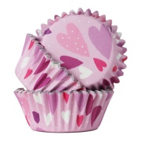 Capsulas para cupcakes de corazones con interior de Aluminio - PME - 30 unidades