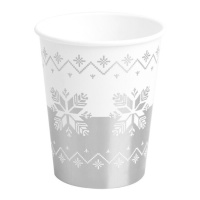 Vasos de Navidad de bordado plateado de 270 ml - 6 unidades