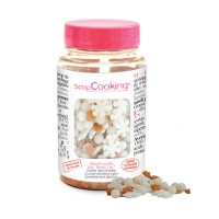 Sprinkles de estrellas y bolas y copos blancos y dorados de 55 gr - Scrapcooking